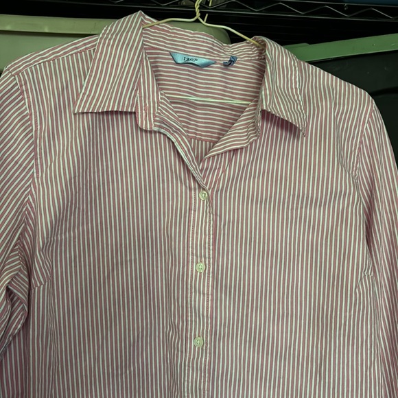 IZOD Petite Pink Gray & White Striped Button Up Blouse 3/4 Sleeves Fitted PXL - Picture 5 of 16